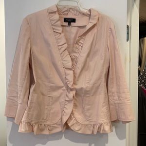 Talbots light pink casual jacket with ruffles.